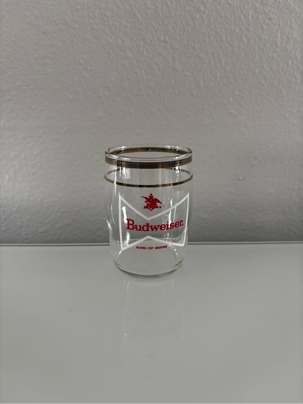 Vintage Budweiser 4 oz Glass 3" Barware Advertising Shot Juice Taster Glass